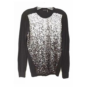 MAGASCHONI Black Silver Sequin Silk Wool Blend Top